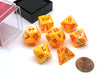 Polyhedral 7-Die Festive Chessex Dice Set - Sunburst with Red Numbers