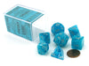 Polyhedral 7-Die Cirrus Chessex Dice Set - Aqua with Silver Numbers