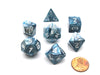 Polyhedral 7-Die Lustrous Chessex Dice Set - Slate with White Numbers