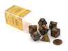 Polyhedral 7-Die Lustrous Chessex Dice Set - Gold with Silver Numbers