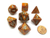 Polyhedral 7-Die Glitter Chessex Dice Set - Gold with Silver Numbers
