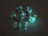Polyhedral 7-Die Ghostly Glow Chessex Dice Set - Orange with Yellow Numbers