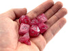 Polyhedral 7-Die Ghostly Glow Chessex Dice Set - Pink with Silver Numbers
