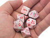 Polyhedral 7-Die Festive Chessex Dice Set - Pop Art with Red Numbers