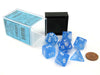Polyhedral DnD 7-Dice Set, Luminary Borealis - Sky Blue with White Numbers