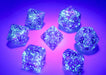 Polyhedral DnD 7-Dice Set, Luminary Borealis - Royal Purple with Gold Numbers