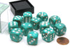 Marble 16mm D6 Chessex Dice Block (12 Die) - Oxi-Copper with White Pips