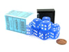 Frosted 16mm D6 Chessex Dice Block (12 Dice) - Blue with White Pips