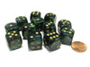 Scarab 16mm D6 Chessex Dice Block (12 Dice) - Jade with Gold Pips