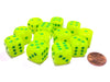 Vortex 16mm D6 Chessex Dice Block (12 Dice) - Bright Electric Yellow with Green