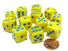 Vortex 16mm D6 Chessex Dice Block (12 Dice) - Yellow with Blue Pips