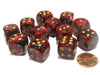 Vortex 16mm D6 Chessex Dice Block (12 Dice) - Burgundy with Gold Pips
