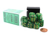 Vortex 16mm D6 Chessex Dice Block (12 Dice) - Green with Gold Pips