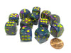 Festive 16mm D6 Chessex Dice Block (12 Dice) - Rio with Yellow Pips