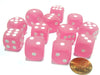 Frosted 16mm D6 Chessex Dice Block (12 Dice) - Pink with White Pips