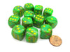 Vortex 16mm D6 Chessex Dice Block (12 Dice) - Slime with Yellow Numbers