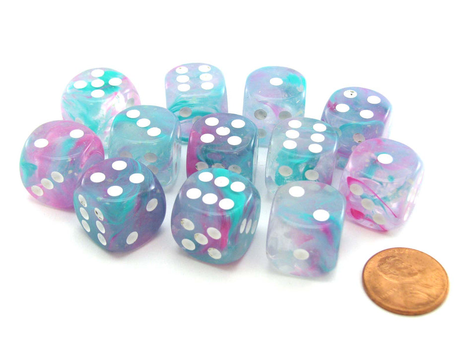 Nebula 16mm D6 Dice Block (12 Dice) - Wisteria with White Pips