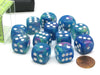 Festive 16mm D6 Chessex Dice Block (12 Die) - Waterlily with White Pips