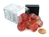 Nebula 16mm D6 Dice Block (12 Dice) - Red with Silver Pips