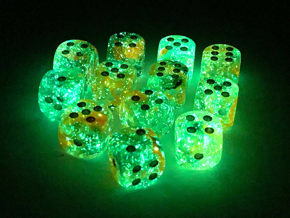 Nebula 16mm D6 Dice Block (12 Dice) - Spring with White Pips