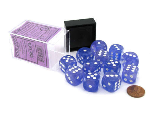 Luminary Borealis 16mm D6 Dice Block (12 Dice) - Purple with White Pips