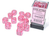 Luminary Borealis 16mm D6 Dice Block (12 Dice) - Pink with Silver Pips