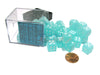Frosted 12mm D6 Chessex Dice Block (36 Dice) - Teal with White Pips