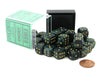 Scarab 12mm D6 Chessex Dice Block (36 Dice) - Jade with Gold Pips