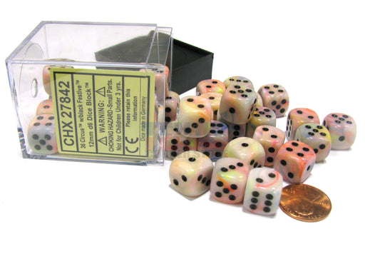 Festive 12mm D6 Chessex Dice Block (36 Dice) - Circus with Black Pips