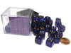 Borealis 12mm D6 Chessex Dice Block (36 Dice) - Royal Purple with Gold Pips