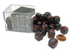 Velvet 12mm D6 Chessex Dice Block (36 Dice) - Black with Red Pips