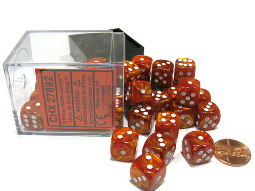 Lustrous 12mm D6 Chessex Dice Block (36 Dice) - Bronze with White Pips