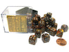 Lustrous 12mm D6 Chessex Dice Block (36 Dice) - Gold with Silver Pips