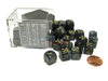 Lustrous 12mm D6 Chessex Dice Block (36 Dice) - Black with Gold Pips