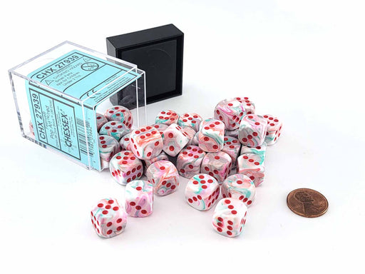 Festive 12mm D6 Chessex Dice Block (36 Dice) - Pop Art with Red Pips