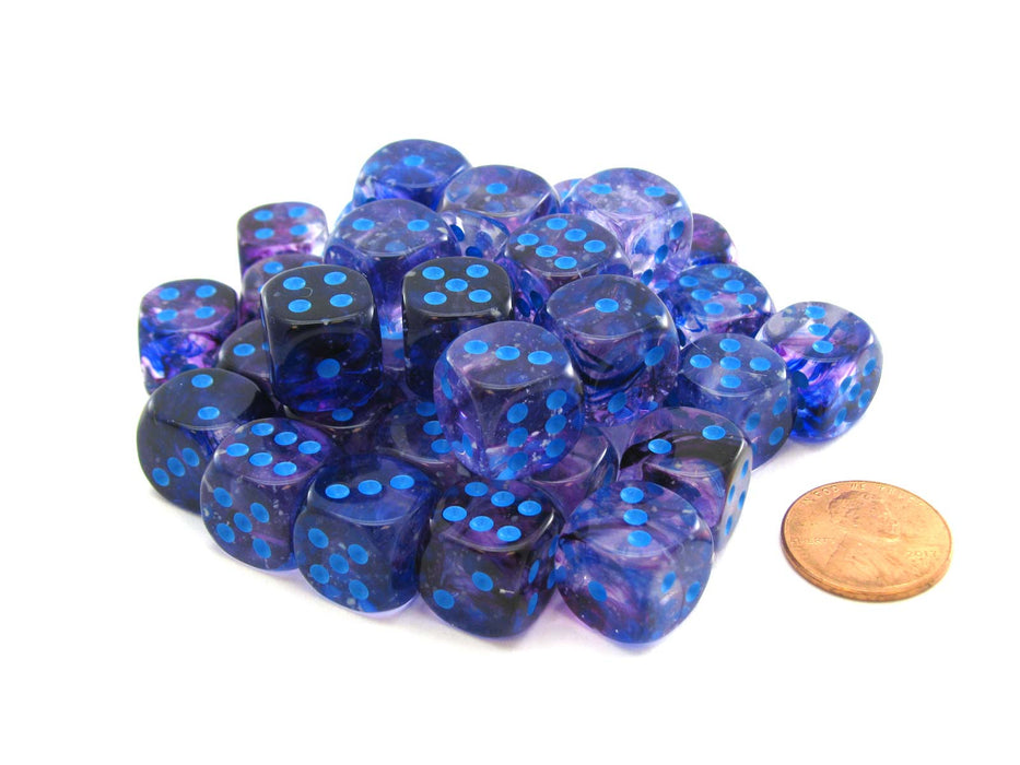 Nebula 12mm D6 Dice Block (36 Dice) - Nocturnal with Blue Pips