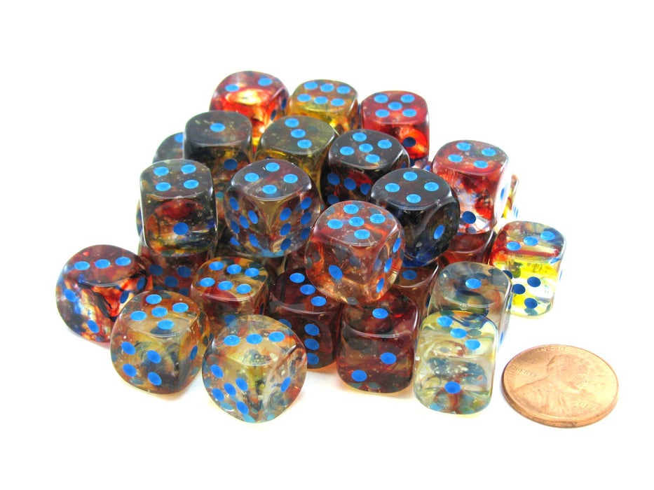 Nebula 12mm D6 Dice Block (36 Dice) - Primary with Blue Pips