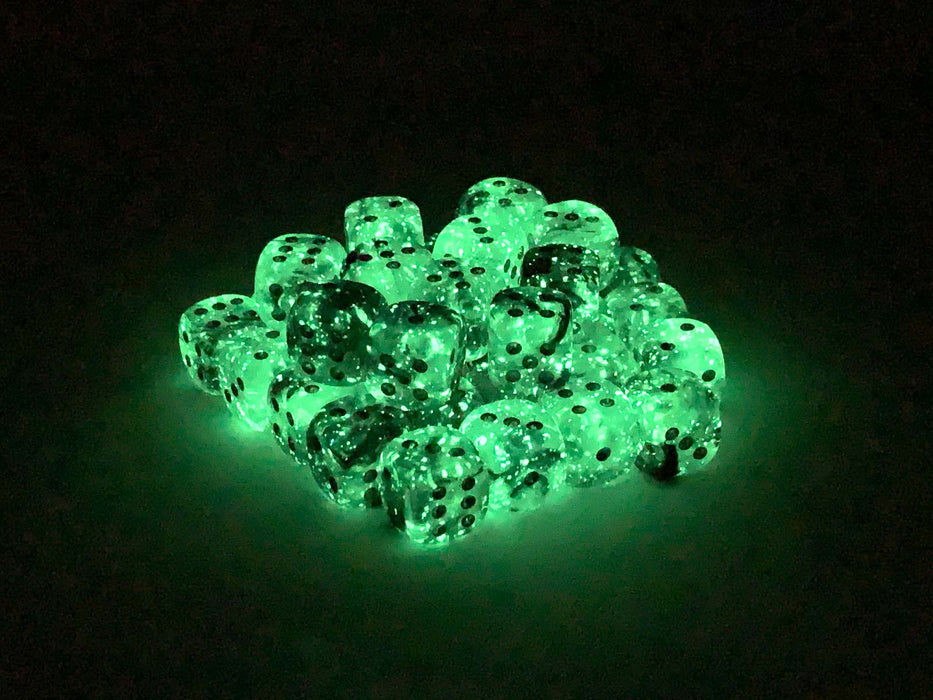 Luminary Borealis 12mm D6 Dice Block (36 Dice) - Light Smoke with Silver Pips