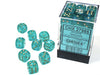 Luminary Borealis 12mm D6 Chessex Dice Block (36 Dice) - Teal with Gold Pip