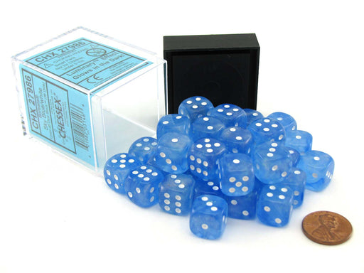 Luminary Borealis 12mm D6 Dice Block (36 Dice) - Sky Blue with White Pips