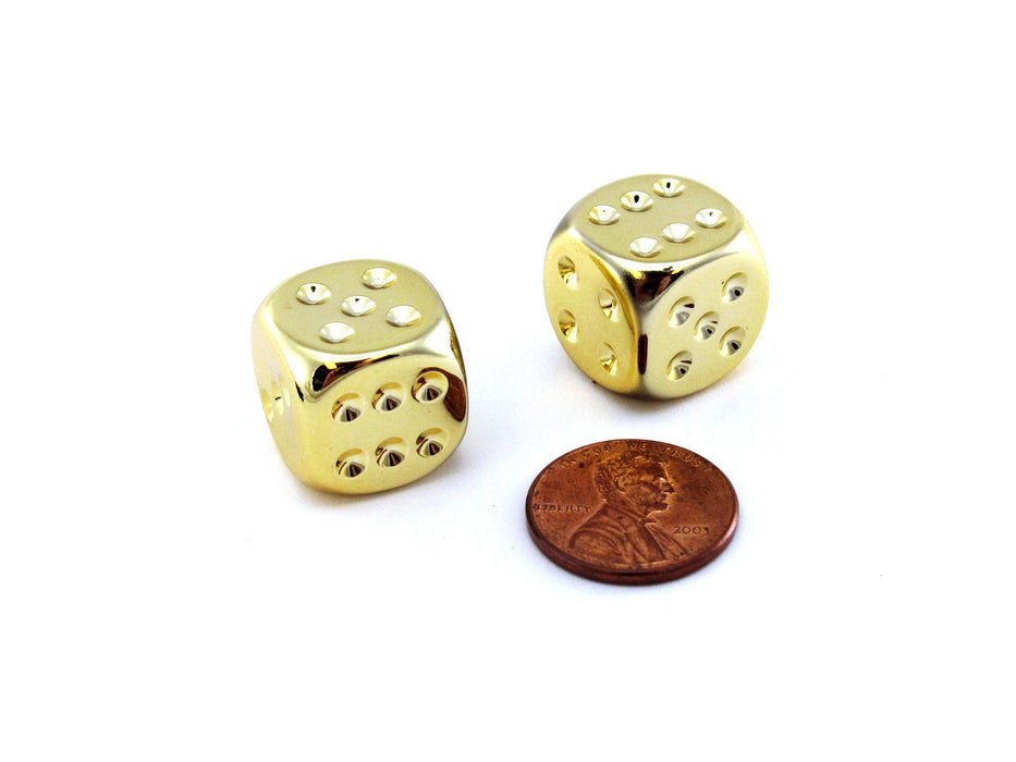 Pair of Gold Colored Metallic-Looking Chessex Dice