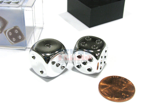 Pair of Silver Colored Metallic-Looking Chessex Dice