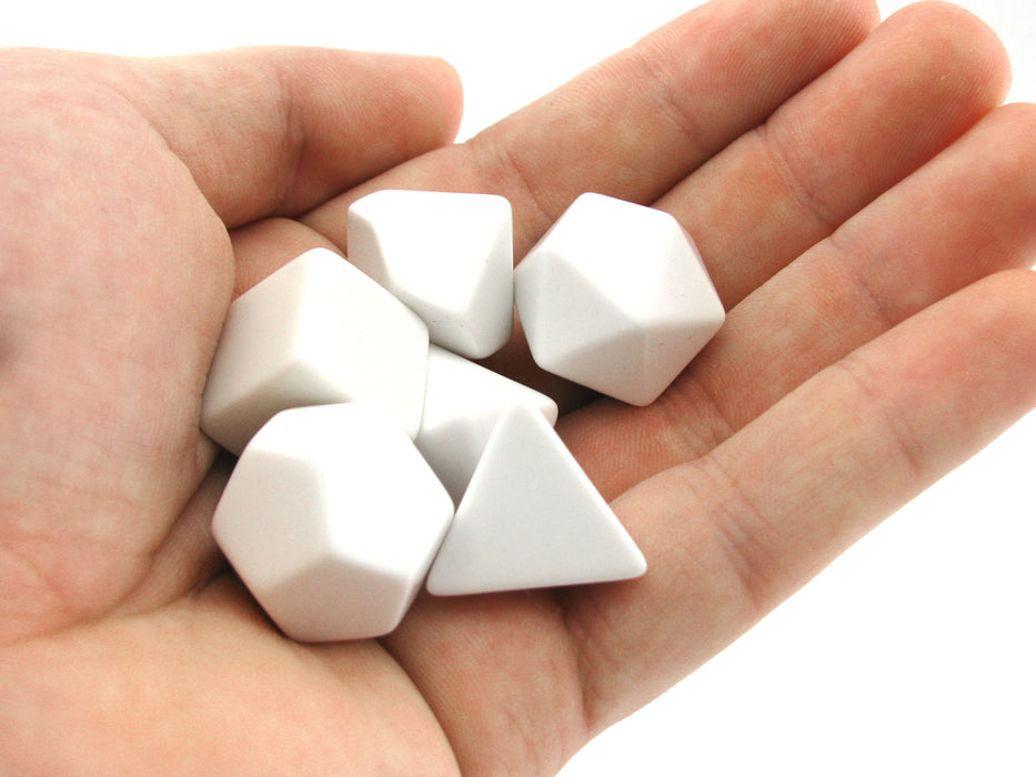 Set of 6 Opaque 16mm Polyhedral White Blank Dice