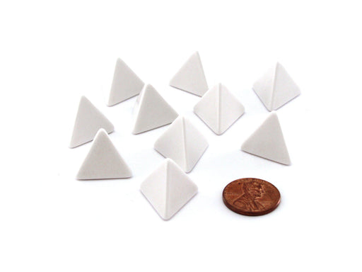 Set of 10 Opaque 4-Sided D4 White 18mm Blank Dice