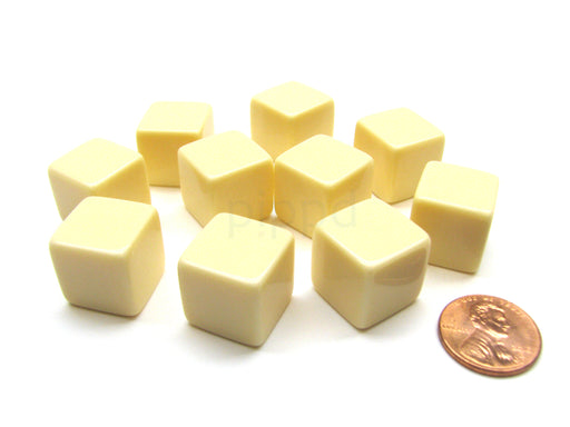 Opaque Polyhedral Bag Of 10 Blank Ivory 16mm D6 Chessex Dice
