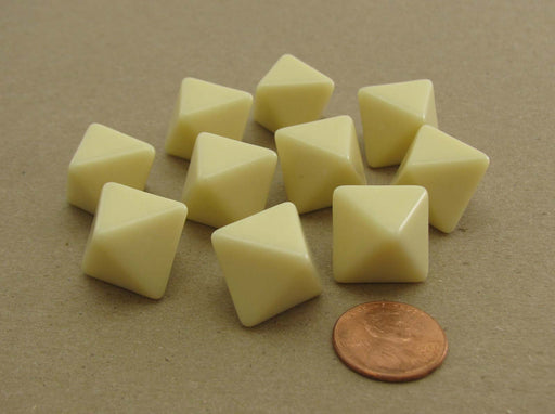 Bag of 10 Blank D8 Standard Size Dice - Ivory