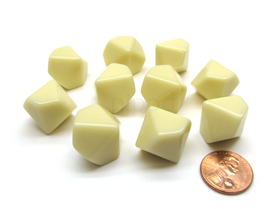 Opaque Polyhedral Bag Of 10 Blank Ivory 16mm D10 Chessex Dice
