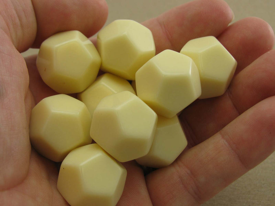 Bag of 10 Blank D12 Standard Size Dice - Ivory