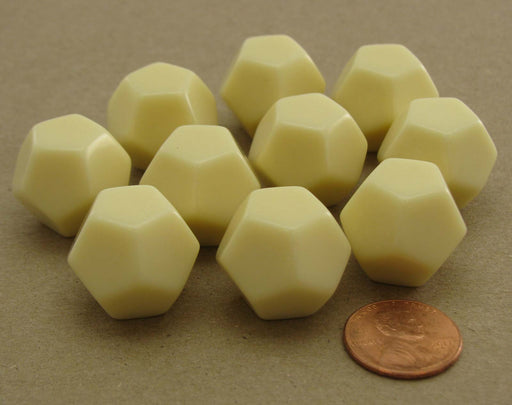 Bag of 10 Blank D12 Standard Size Dice - Ivory