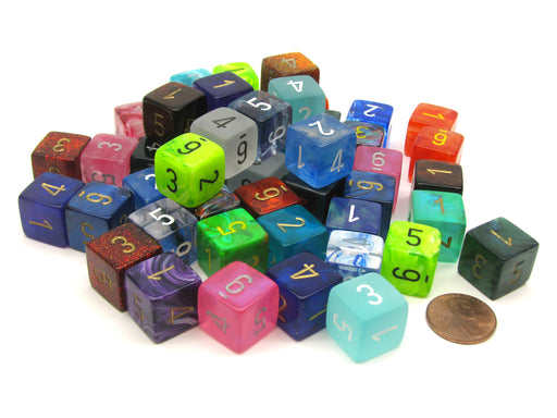 Bag of 50 Assorted Loose Signature Polyhedral Numbered 15mm D6 Dice